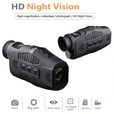 1080p HD Night Vision Monocular | Complete Darkness | R11 Device, 150-200m Range, 5x Digital Zoom, Built-in Battery