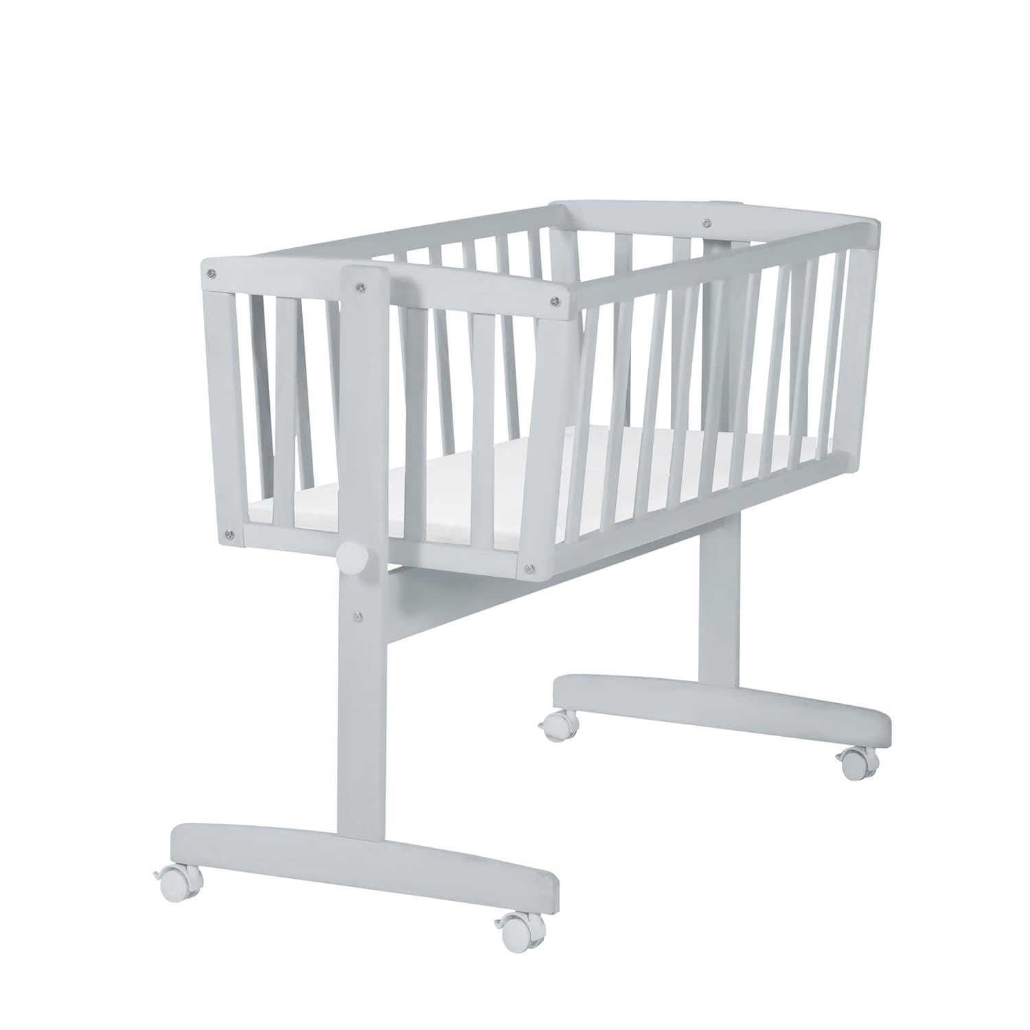 Complete Cradle Set Baby Cradle with Mattress 40 x 90 cm, Adjustable Function with Locking Knob, Brake Roller Set, Portable Crib for Babies, Infant Sleep Solution