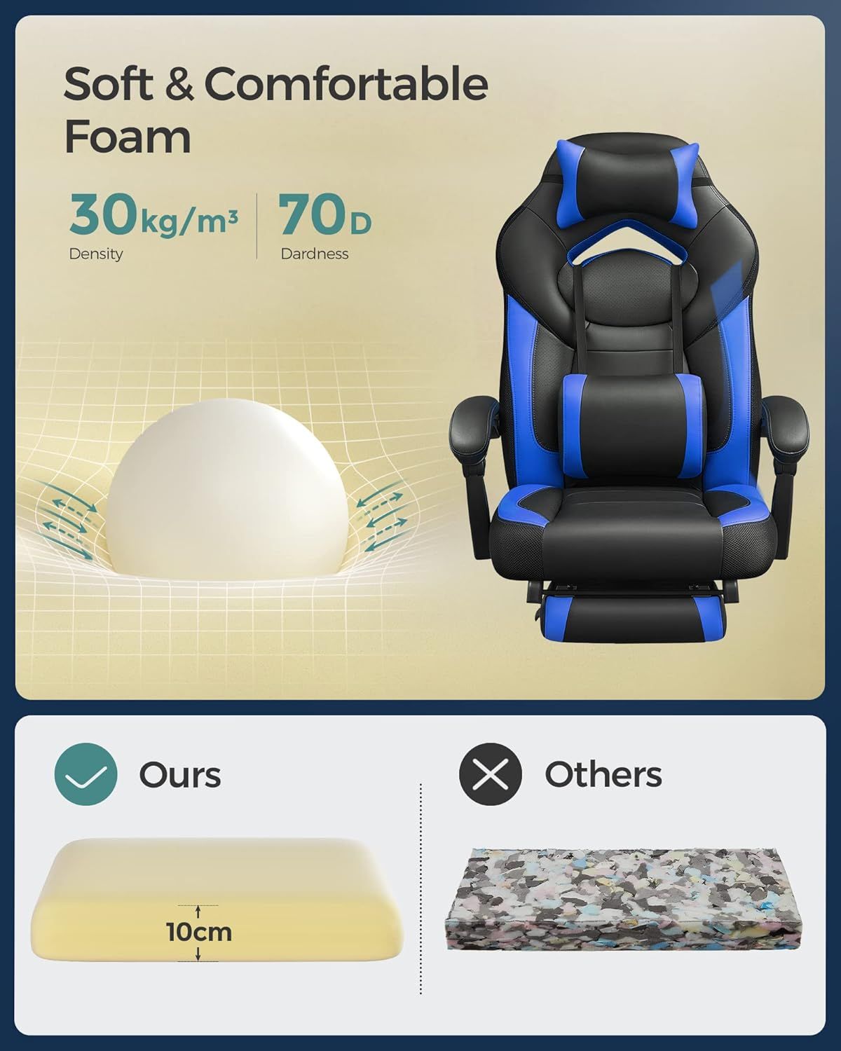 Computer Gaming Chair Armchair Rocking Reclining Chair with PU Leather, Ergonomic Office Chair, Adjustable Height, Lumbar Support for Gaming and Office Use