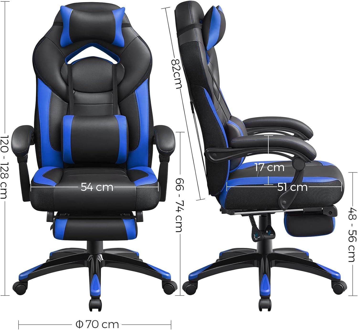 Computer Gaming Chair Armchair Rocking Reclining Chair with PU Leather, Ergonomic Office Chair, Adjustable Height, Lumbar Support for Gaming and Office Use