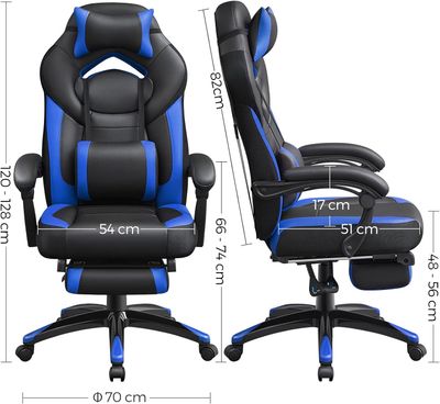 Computer Gaming Chair Armchair Rocking Reclining Chair with PU Leather, Ergonomic Office Chair, Adjustable Height, Lumbar Support for Gaming and Office Use