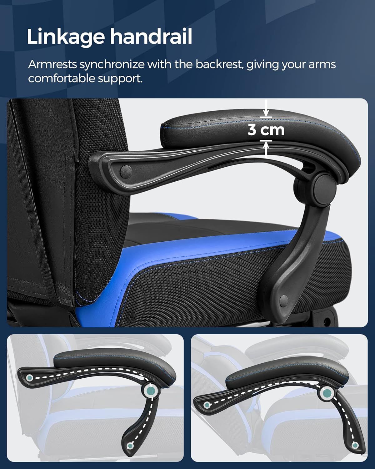 Computer Gaming Chair Armchair Rocking Reclining Chair with PU Leather, Ergonomic Office Chair, Adjustable Height, Lumbar Support for Gaming and Office Use