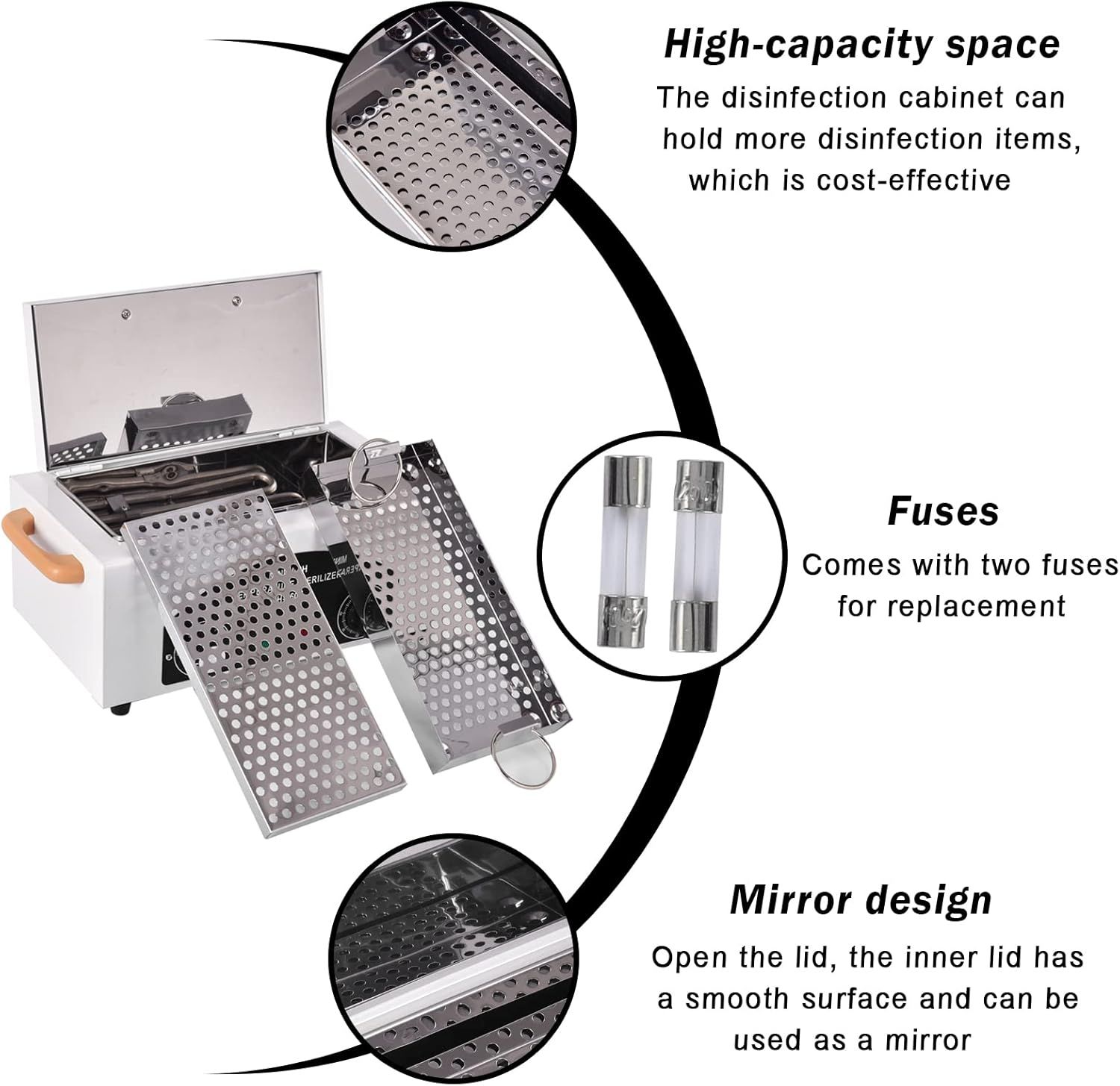 High Temperature Metal Cabinet with Timer Dry Heat Sterilizer, 2.2L Mini Sterilizers Box High Temperature Autoclave Machine Hot Air Sterilizing Cabinet for Sundry Beauty Hair Nail Metal Tools
