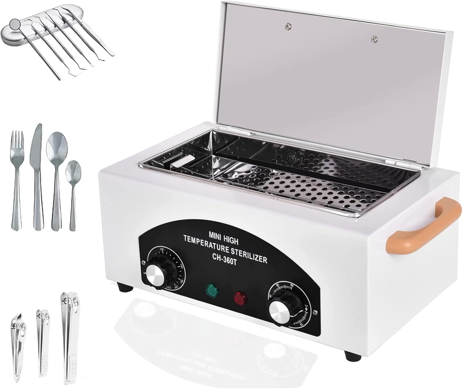 High Temperature Metal Cabinet with Timer Dry Heat Sterilizer, 2.2L Mini Sterilizers Box High Temperature Autoclave Machine Hot Air Sterilizing Cabinet for Sundry Beauty Hair Nail Metal Tools
