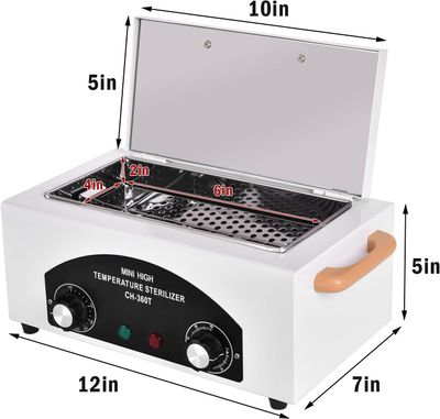 High Temperature Metal Cabinet with Timer Dry Heat Sterilizer, 2.2L Mini Sterilizers Box High Temperature Autoclave Machine Hot Air Sterilizing Cabinet for Sundry Beauty Hair Nail Metal Tools