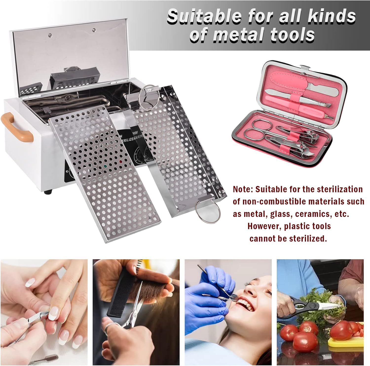 High Temperature Metal Cabinet with Timer Dry Heat Sterilizer, 2.2L Mini Sterilizers Box High Temperature Autoclave Machine Hot Air Sterilizing Cabinet for Sundry Beauty Hair Nail Metal Tools
