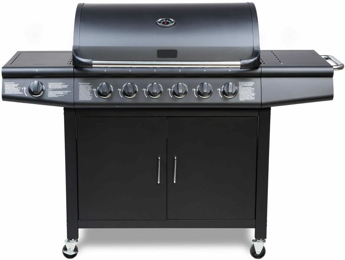 Pro Deluxe 7-Burner Gas Grill with 6+1 Burners, Stainless Steel Warming Rack, Side Burner, Built-in Temperature Gauge – Perfect for Home Garden Parties &amp; Outdoor Cooking