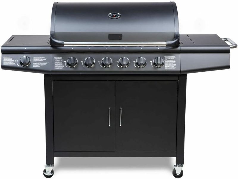 Pro Deluxe 7-Burner Gas Grill with 6+1 Burners, Stainless Steel Warming Rack, Side Burner, Built-in Temperature Gauge – Perfect for Home Garden Parties &amp; Outdoor Cooking
