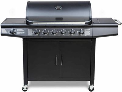 Pro Deluxe 7-Burner Gas Grill with 6+1 Burners, Stainless Steel Warming Rack, Side Burner, Built-in Temperature Gauge – Perfect for Home Garden Parties &amp; Outdoor Cooking