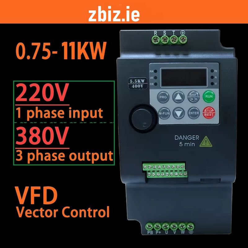 Adjustable Frequency Converter for 380V Motor 0.75KW - 11KW 1 Phase 220V Input to 3 Phase Output 380V 50Hz/60Hz AC Drive VFD Frequency Inverter