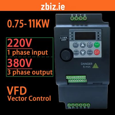 Adjustable Frequency Converter for 380V Motor 0.75KW - 11KW 1 Phase 220V Input to 3 Phase Output 380V 50Hz/60Hz AC Drive VFD Frequency Inverter