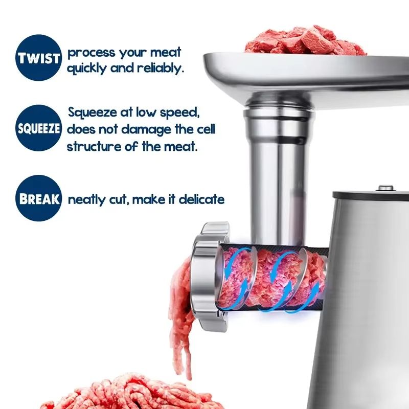 Commercial Meat Mincer Electric Grinder, Sausage Maker and Filler, 1100W Heavy Duty Electric Meat Processor for Restaurants and Butcher Shops