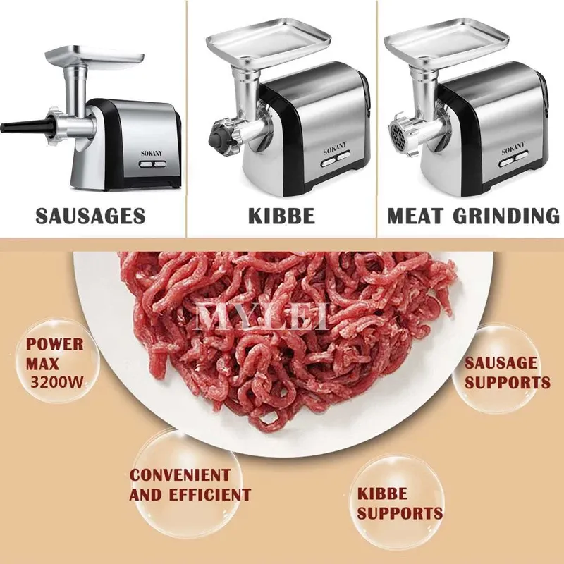 Commercial Meat Mincer Electric Grinder, Sausage Maker and Filler, 1100W Heavy Duty Electric Meat Processor for Restaurants and Butcher Shops