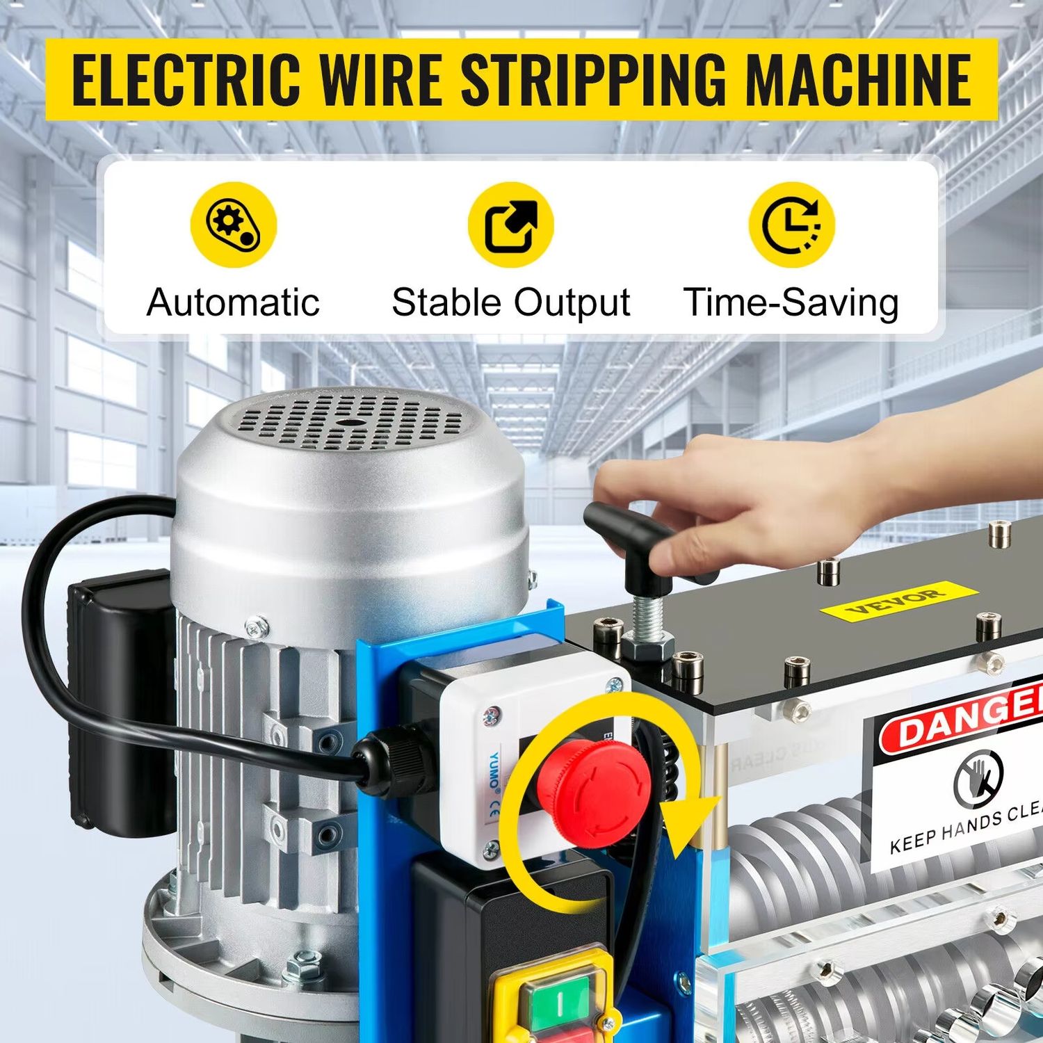 370W 1.5mm-38mm Electric Wire Stripper with Adjustable Blade (1.5mm to 38mm) for Plastic and Rubber Insulation Removal – Ideal for Copper Recycling