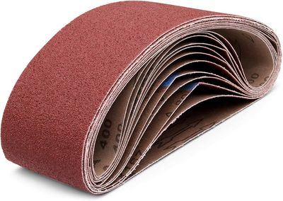 Aluminum Oxide Assortment with 12 Belts (2 Each of 60, 80, 120, 180, 240, 400 Grits) | Compatible with Oscillating Belt and Spindle Sanders