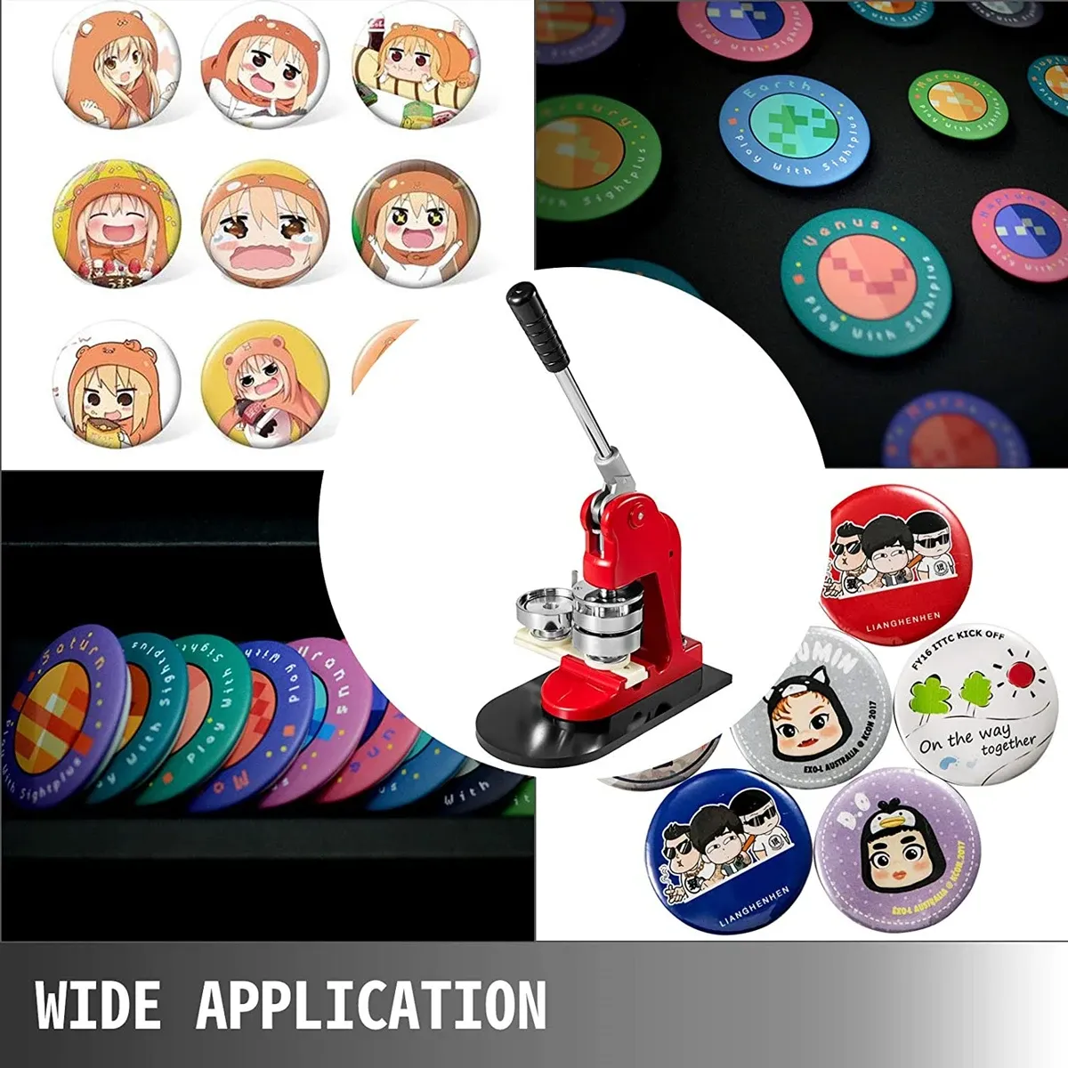 25mm to 75mm 3 Button and Badge Maker Machines - Badge Press Kit with 100pcs Button Parts, Circle Cutter, and Mold - DIY Badge Maker for Custom Buttons and Badges, Ideal for Crafting, Events
