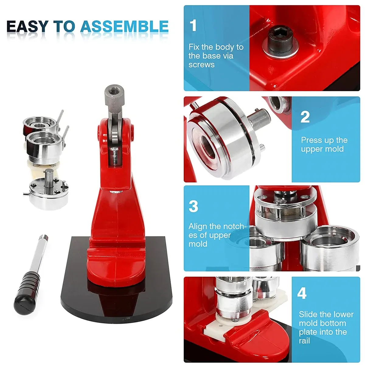 25mm to 75mm 3 Button and Badge Maker Machines - Badge Press Kit with 100pcs Button Parts, Circle Cutter, and Mold - DIY Badge Maker for Custom Buttons and Badges, Ideal for Crafting, Events
