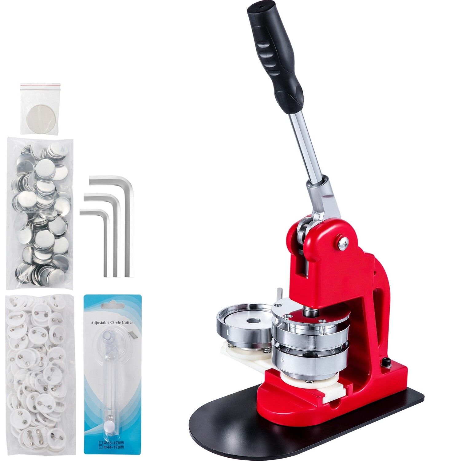 25mm to 75mm 3 Button and Badge Maker Machines - Badge Press Kit with 100pcs Button Parts, Circle Cutter, and Mold - DIY Badge Maker for Custom Buttons and Badges, Ideal for Crafting, Events