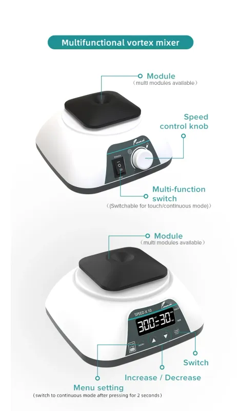 0-3000 RPM Touch Function Scientific Lab Mini Vortex Mixer Shaker - Precision Laboratory Equipment for Efficient Mixing and Shaking - Ideal for Research, Clinical, and Educational Use - Compact