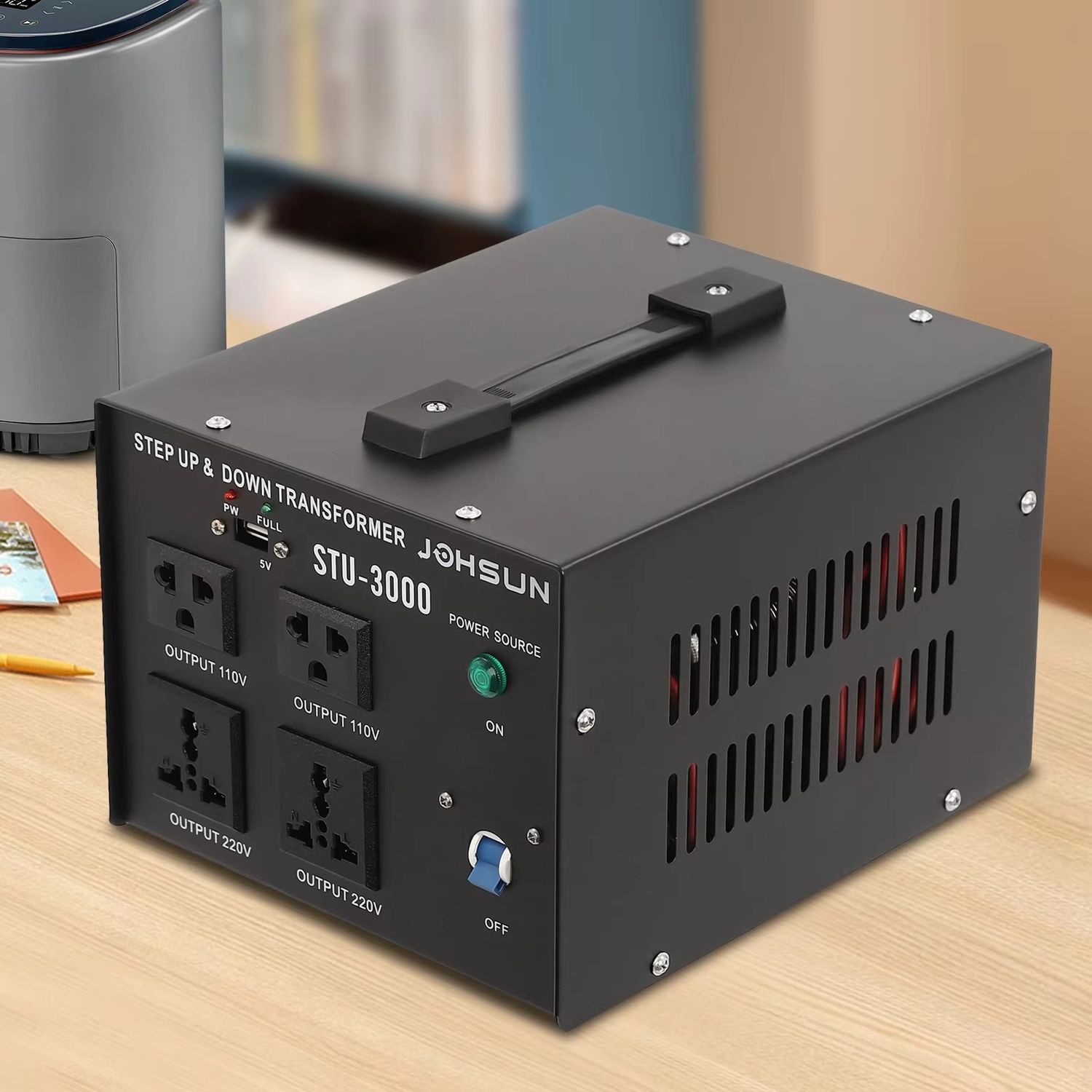 3000W Voltage Converter Transformer - Heavy Duty Step-Up/Step-Down Power Converter for 240V to 110V and 110V to 240V - Ideal for US to UK and International Power Conversion - Reliable Transformer