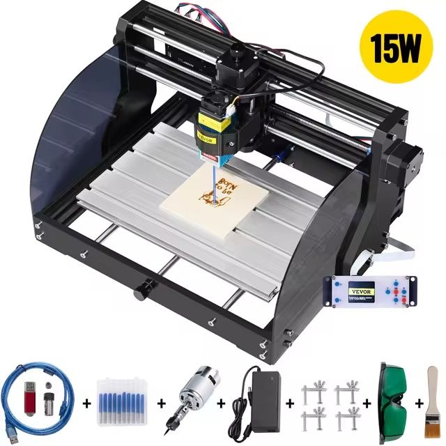 CNC 3018 Router Kit with Laser Engraver – GRBL Control, Adjustable Speed, High-Precision for Wood, Plastic, Soft Metals, and Acrylic, Easy Assembly, Versatile