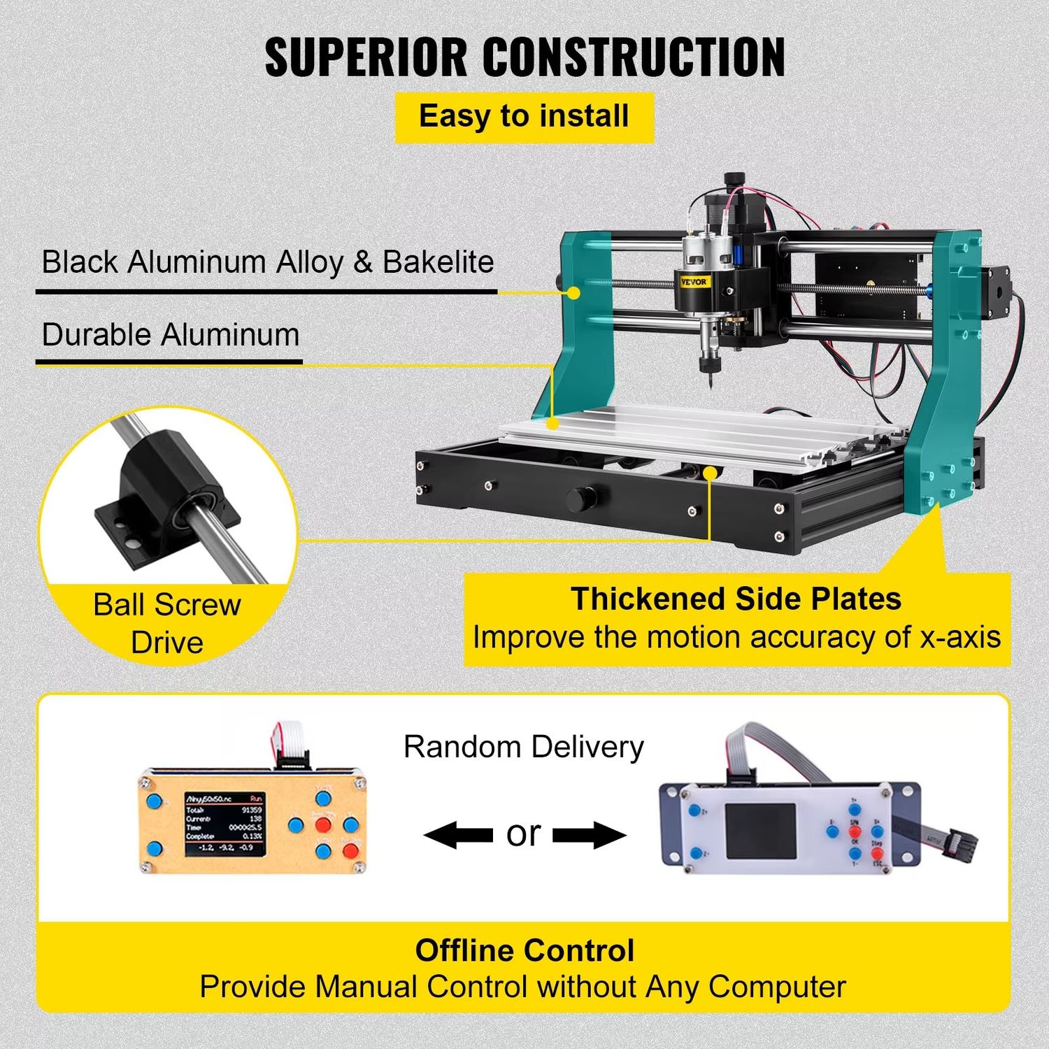 CNC 3018 Router Kit with Laser Engraver – GRBL Control, Adjustable Speed, High-Precision for Wood, Plastic, Soft Metals, and Acrylic, Easy Assembly, Versatile