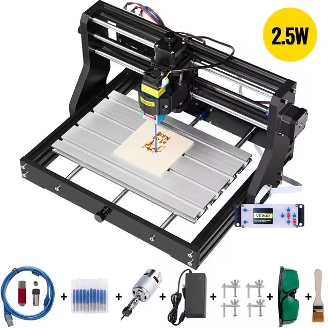 CNC 3018 Router Kit with Laser Engraver – GRBL Control, Adjustable Speed, High-Precision for Wood, Plastic, Soft Metals, and Acrylic, Easy Assembly, Versatile