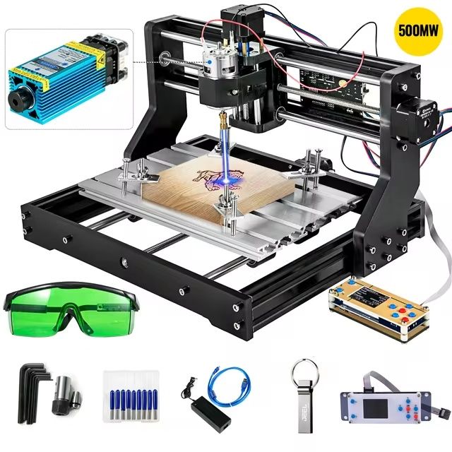 CNC 3018 Router Kit with Laser Engraver – GRBL Control, Adjustable Speed, High-Precision for Wood, Plastic, Soft Metals, and Acrylic, Easy Assembly, Versatile