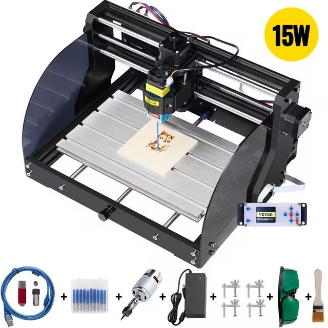 CNC 3018 Router Kit with Laser Engraver - GRBL Control High-Precision Injection Laser Engraver for Wood Plastic Soft Metals and Acrylic with Adjustable Speed Easy Assembly and Versatile