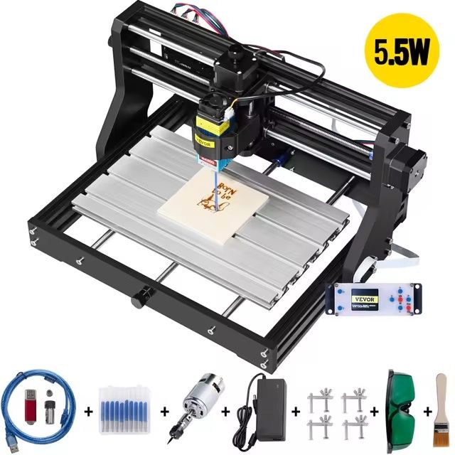 CNC 3018 Router Kit with Laser Engraver – GRBL Control, Adjustable Speed, High-Precision for Wood, Plastic, Soft Metals, and Acrylic, Easy Assembly, Versatile
