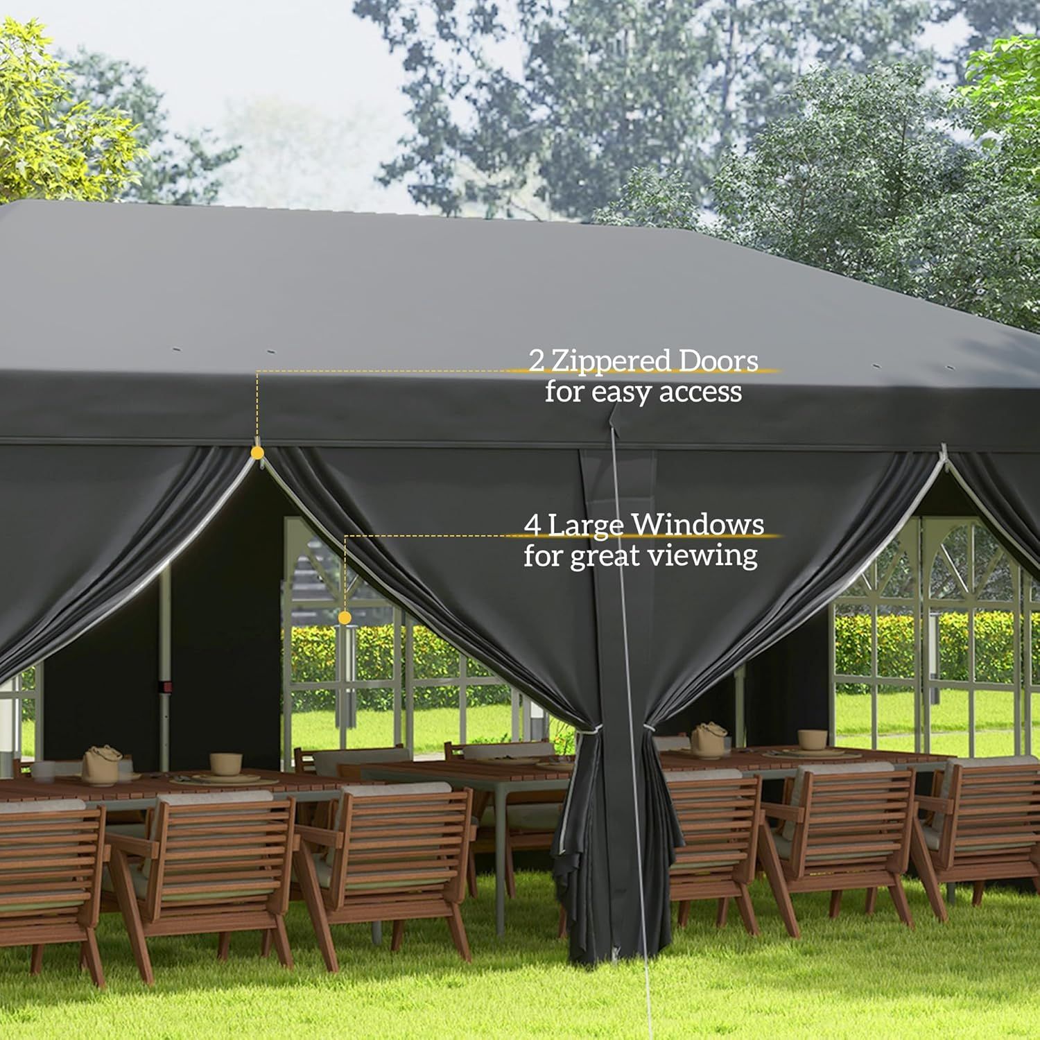 3 m x 6 m Pop-Up Gazebo with Sides &amp; Windows - Height Adjustable Party Tent with Storage Bag, Durable and Easy to Set Up, Ideal for Garden, Camping, and Outdoor Events