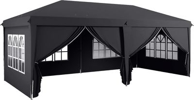 3 m x 6 m Pop-Up Gazebo with Sides &amp; Windows - Height Adjustable Party Tent with Storage Bag, Durable and Easy to Set Up, Ideal for Garden, Camping, and Outdoor Events