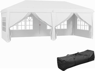 3 m x 6 m Pop-Up Gazebo with Sides &amp; Windows - Height Adjustable Party Tent with Storage Bag, Durable and Easy to Set Up, Ideal for Garden, Camping, and Outdoor Events