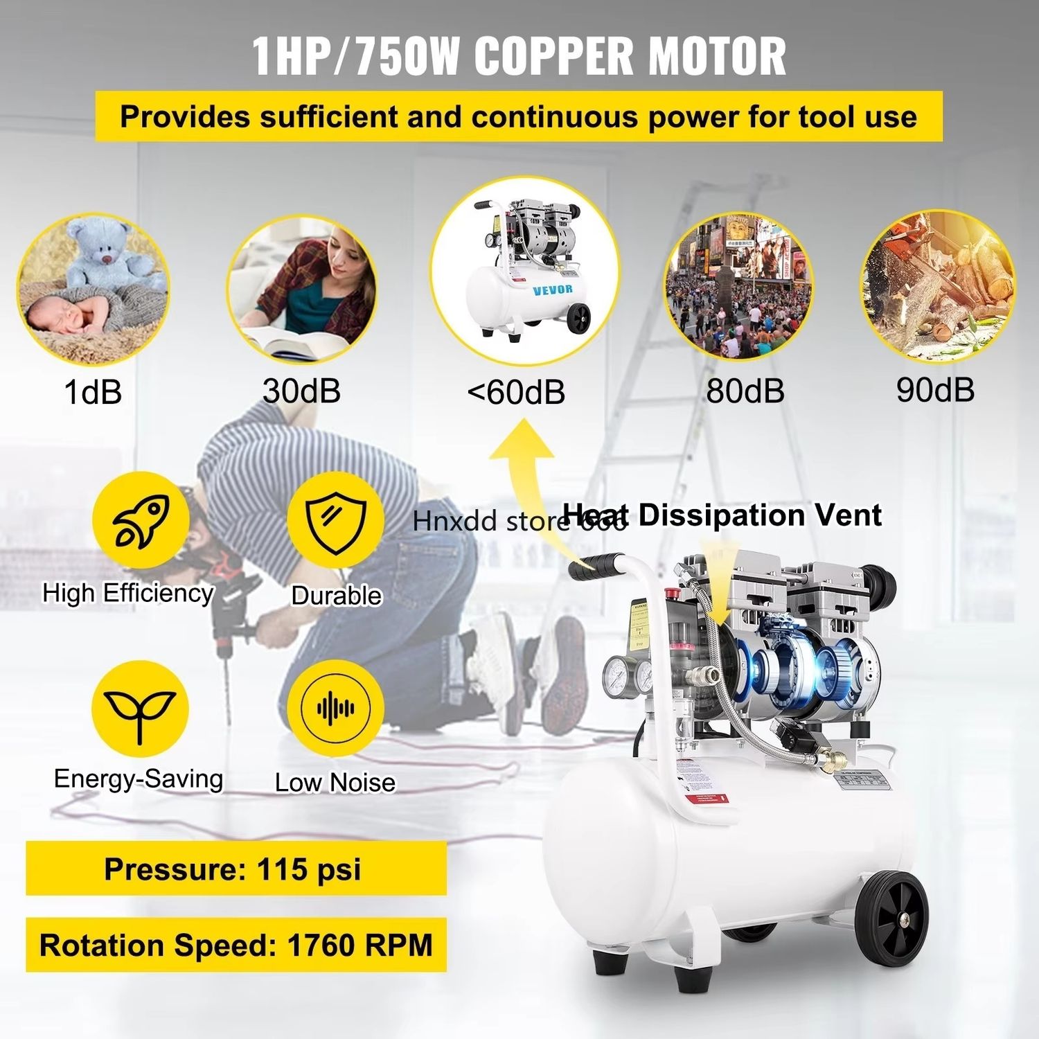 9L Silent Oil-Free Dental Medical Air Compressor - 550W Ultra-Quiet Precision Equipment for Clinics, Labs, and Medical Applications, Ensuring Reliable Performance and Clean Air Supply