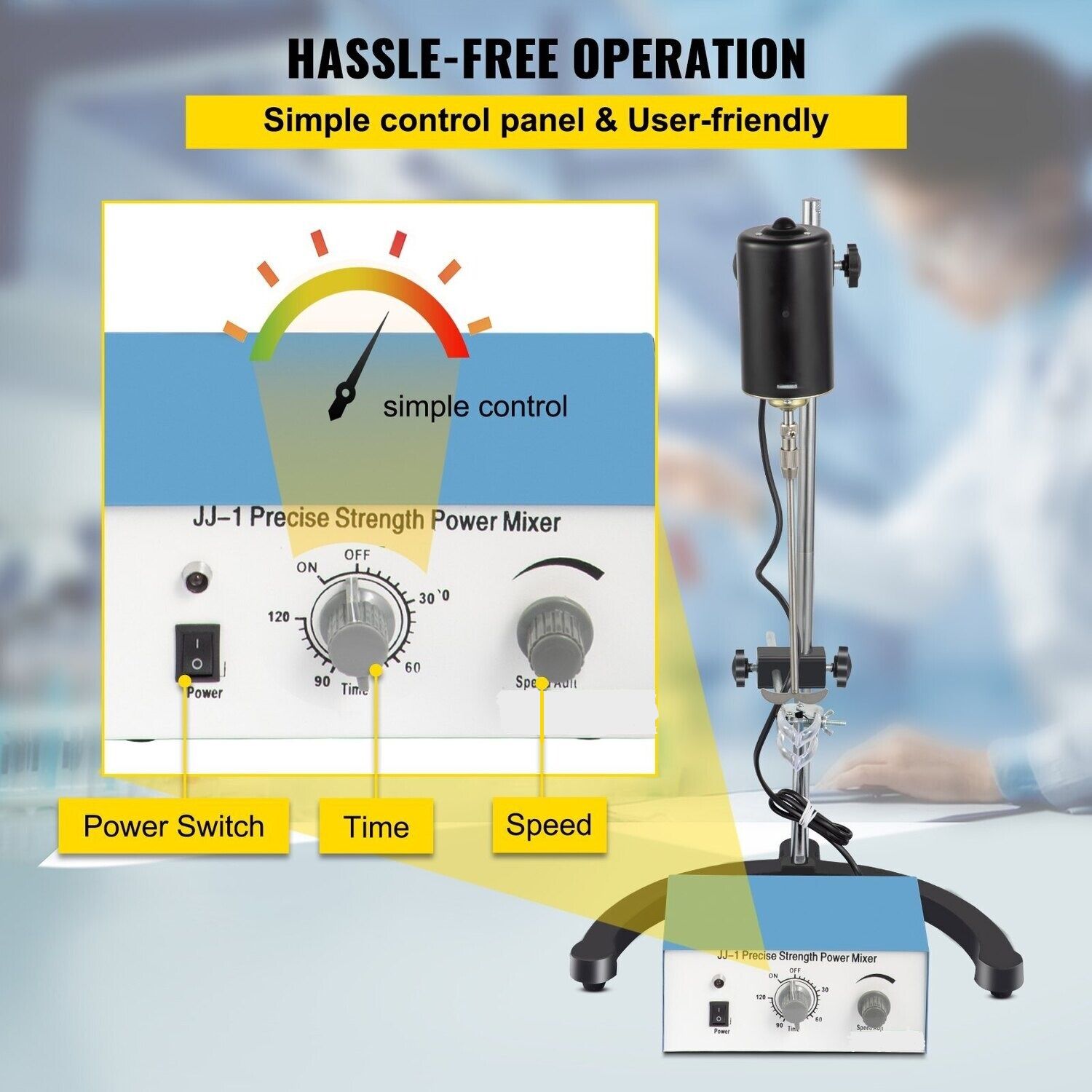 100W Electric Overhead Stirrer Mixer, 0-2000 RPM – Precision Overhead Mixing for Laboratory and Industrial Applications