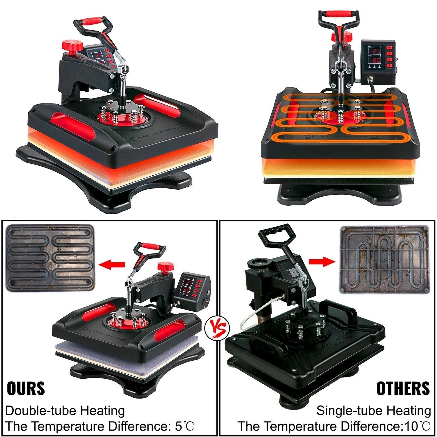 5-in-1 Heat Press Machine for Sublimation, 15 x 15-Inch Multifunctional Heat Press Set