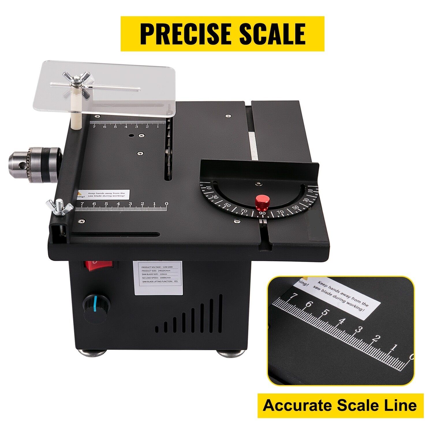 150W Mini Table Saw with 10000RPM Motor Speed, Portable DIY Cutting Machine, 0-90° Angle Cutting, Stepless Speed Regulation, 1.3in Cutting Depth - Compact Multifunctional Saw for Home Projects