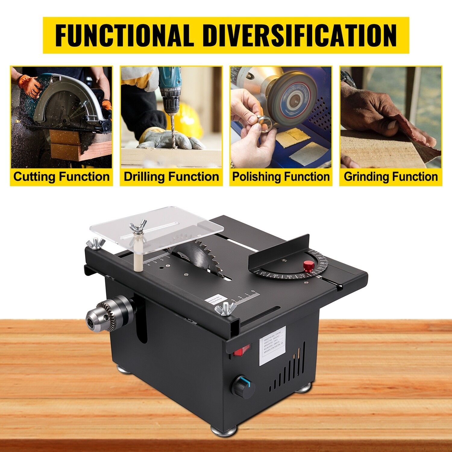 150W Mini Table Saw with 10000RPM Motor Speed, Portable DIY Cutting Machine, 0-90° Angle Cutting, Stepless Speed Regulation, 1.3in Cutting Depth - Compact Multifunctional Saw for Home Projects