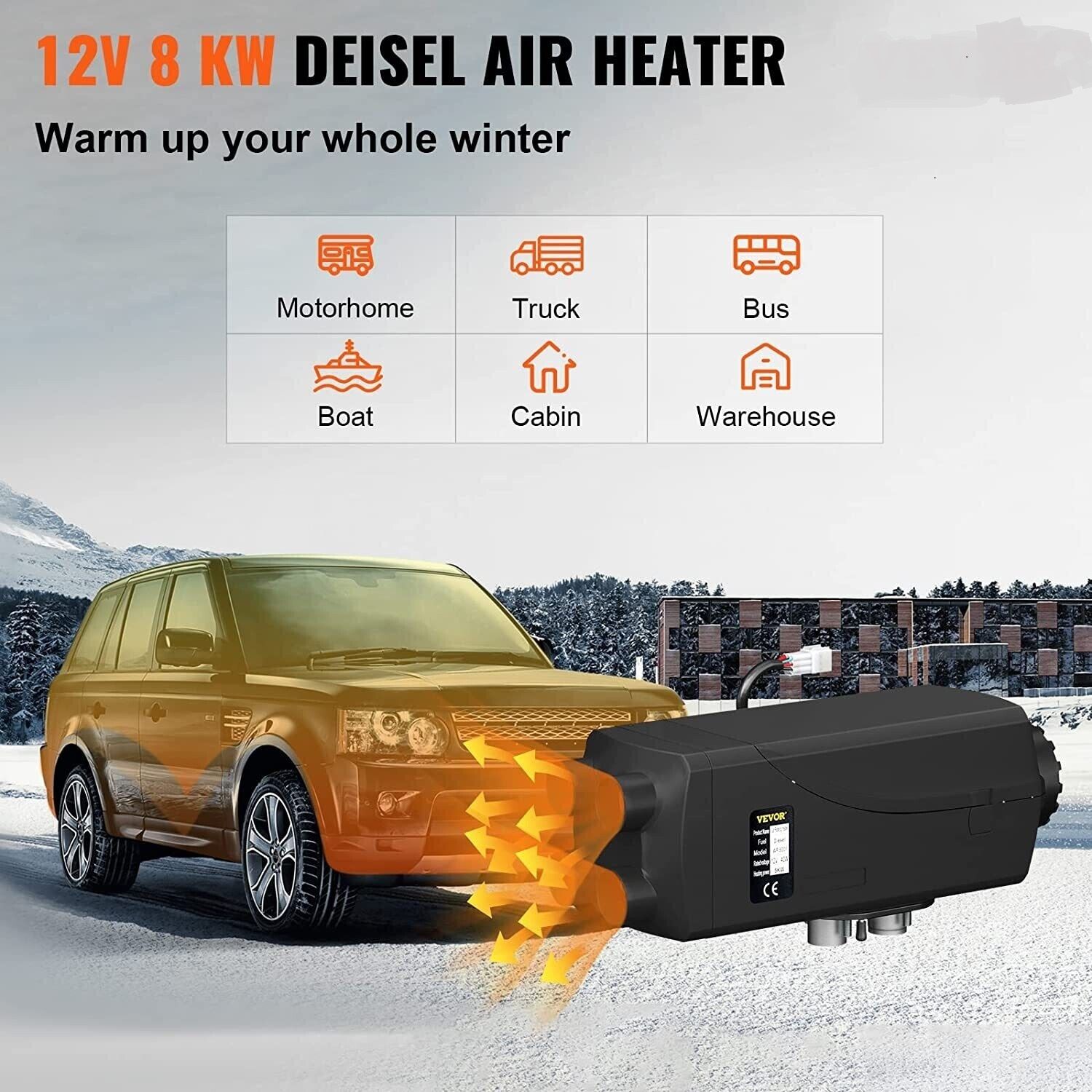 2/3/5/8KW 12V Diesel Air Heater – Parking Heater with Silencer, LCD Display, and Remote Control