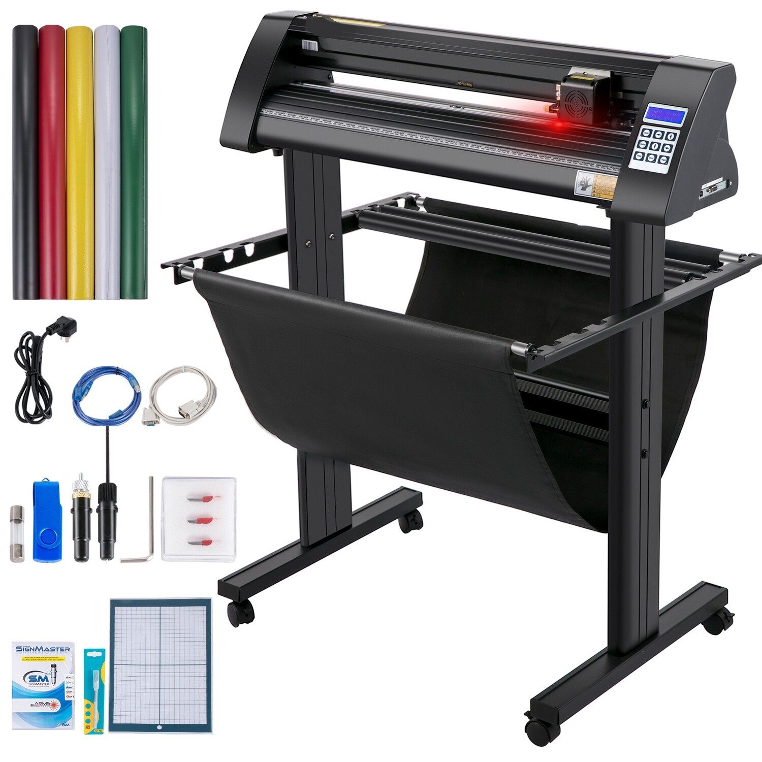 Vinyl Cutting Plotter with Signmaster Software and Floor Stand - Precision Calibration Cutting Machine for Paper, Vinyl, and Sign Making