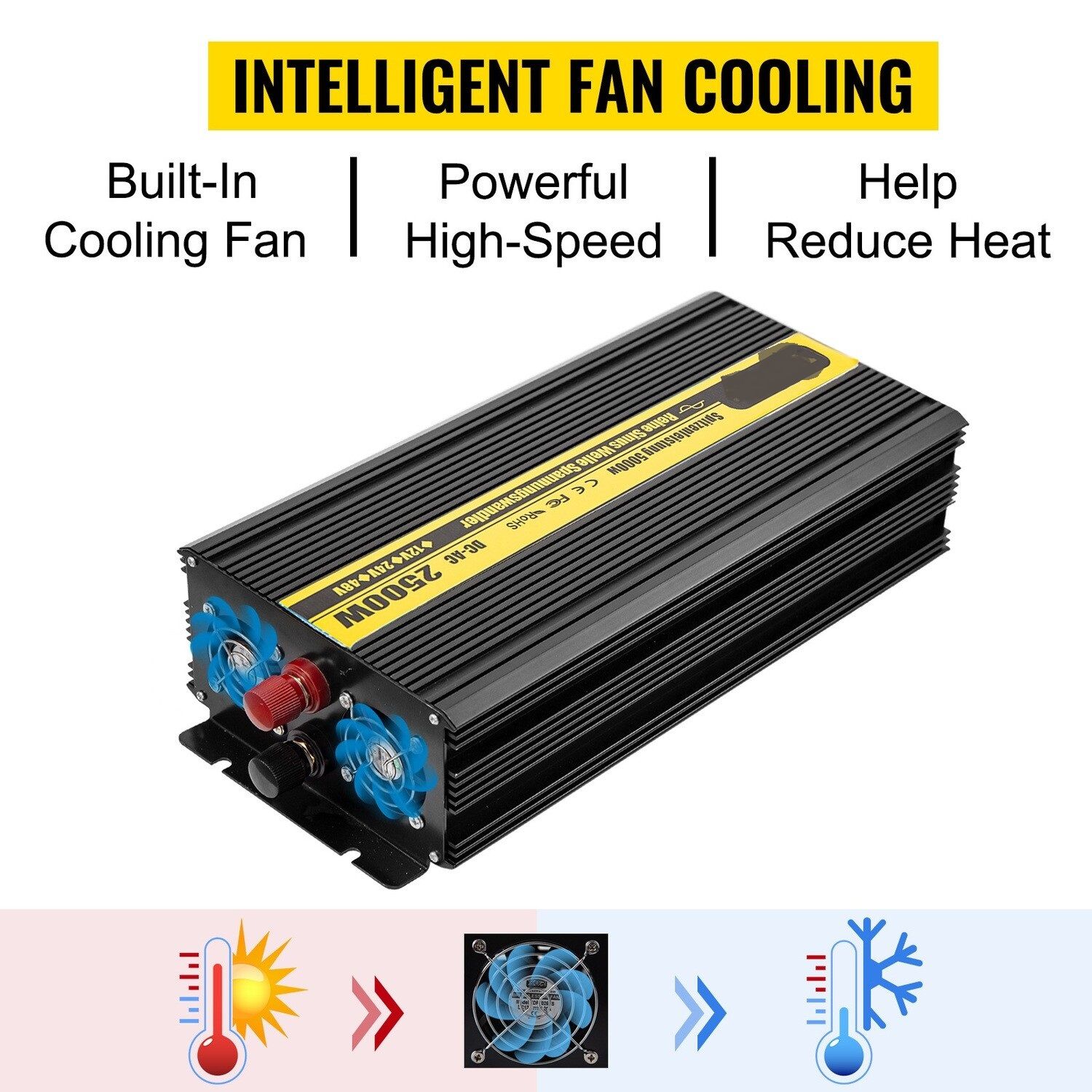 2500W &amp; 5000W Pure Sine Wave Power Inverter - DC 12V to AC 230V Converter for Home, RV, Off-Grid, and Solar Power Systems - High Efficiency and Reliable Performance for Your Energy Needs
