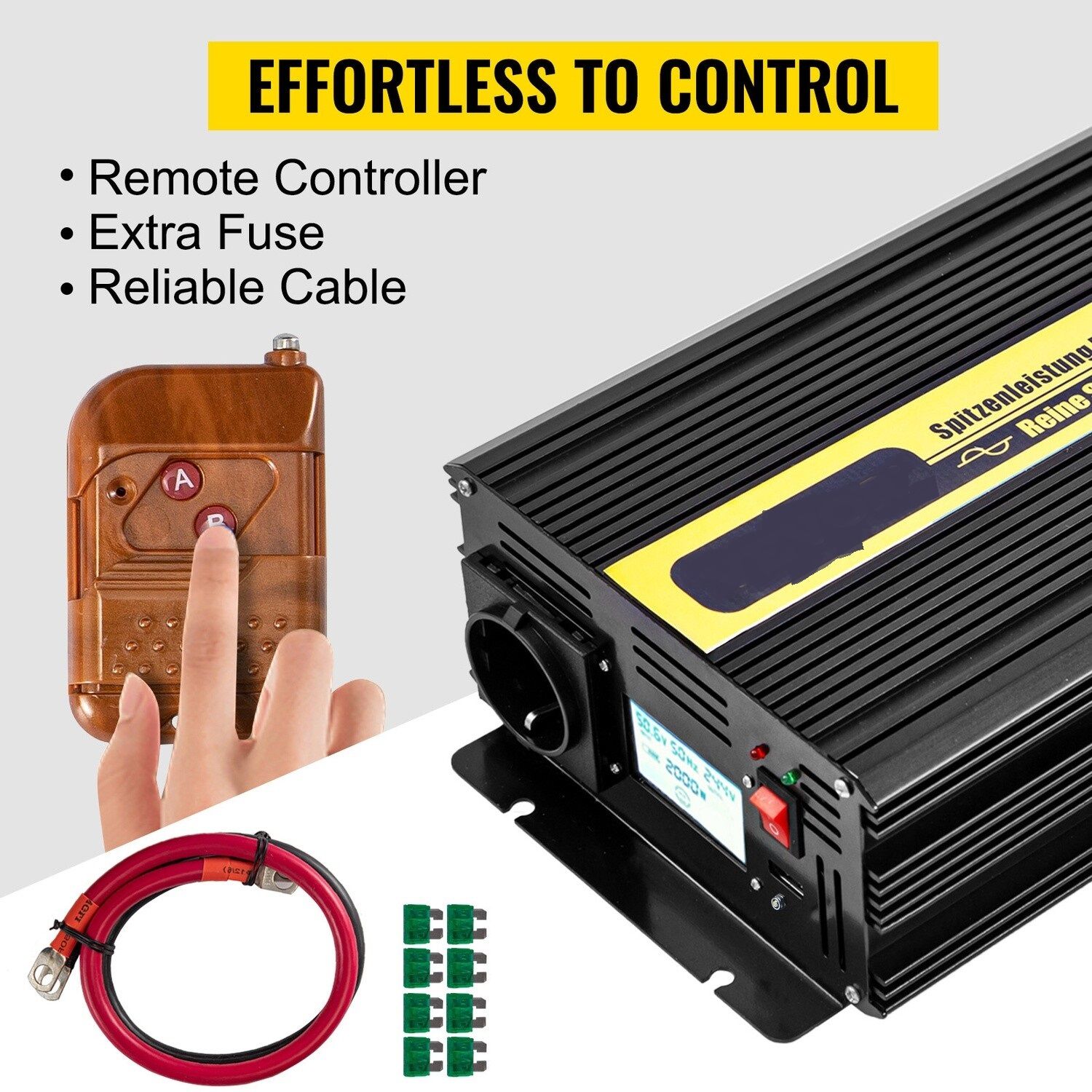 2500W &amp; 5000W Pure Sine Wave Power Inverter - DC 12V to AC 230V Converter for Home, RV, Off-Grid, and Solar Power Systems - High Efficiency and Reliable Performance for Your Energy Needs