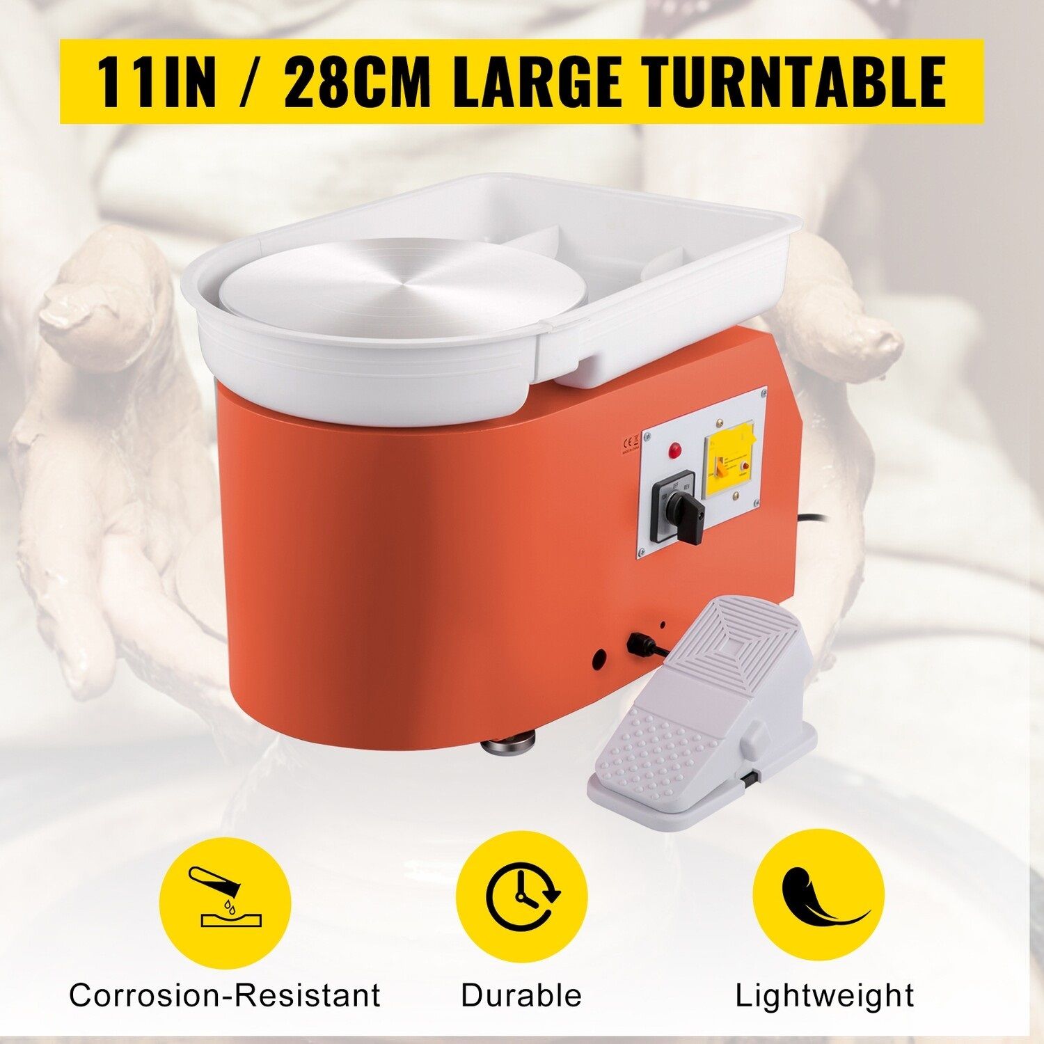 25cm Ceramic Pottery Wheel Forming Machine with Foot Pedal - Complete Sculpting Tools Set for Pottery Making and Art Projects