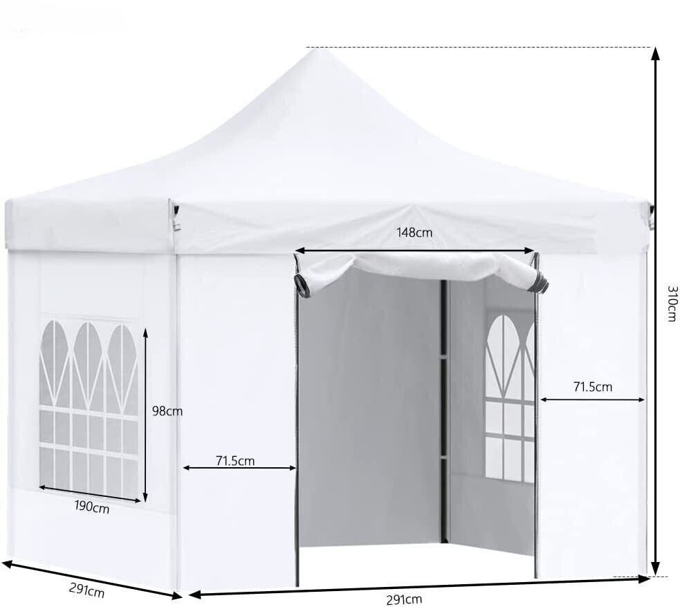 3x3m Folding Gazebo Canopy - Waterproof and Winterproof Pop-Up Tent for Outdoor Events, Camping, and Garden Use - Durable, Weather-Resistant Design with Easy Setup for Year-Round Protection