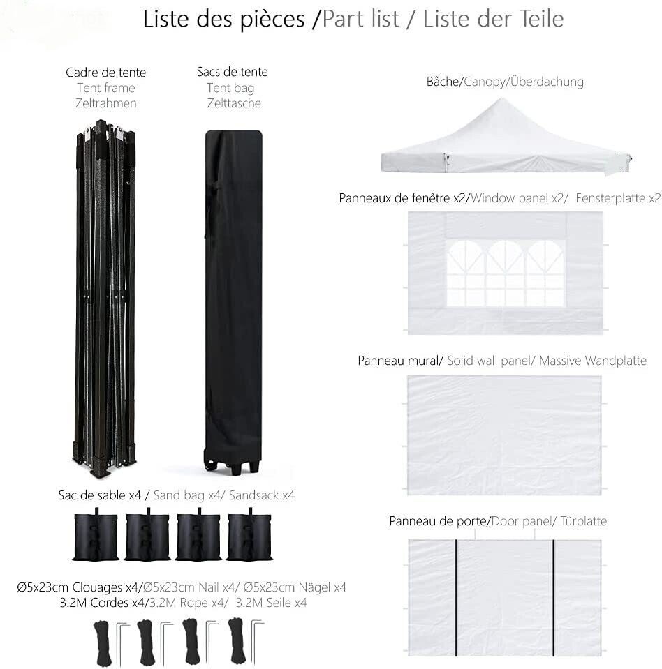 3x3m Folding Gazebo Canopy - Waterproof and Winterproof Pop-Up Tent for Outdoor Events, Camping, and Garden Use - Durable, Weather-Resistant Design with Easy Setup for Year-Round Protection