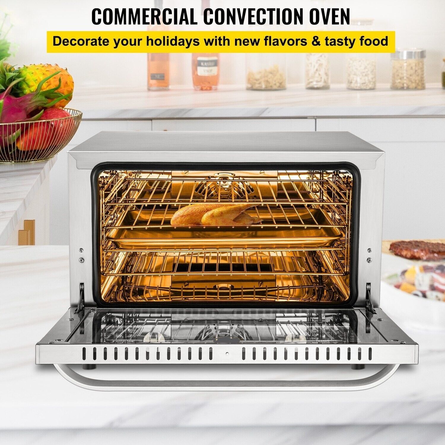 4-Tier Convection Oven with Spray Function - Intelligent Control Panel, Countertop Toaster Oven with Air Fryer Capability, Temperature Range 0-350°C for Versatile Cooking in Your Kitchen