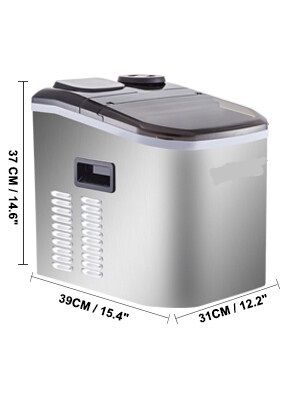 40lbs/18kg Countertop Stainless Steel Ice Maker - Produces 24 Ice Cubes in 1.1kg Storage Capacity - Compact Design for Home and Office Use