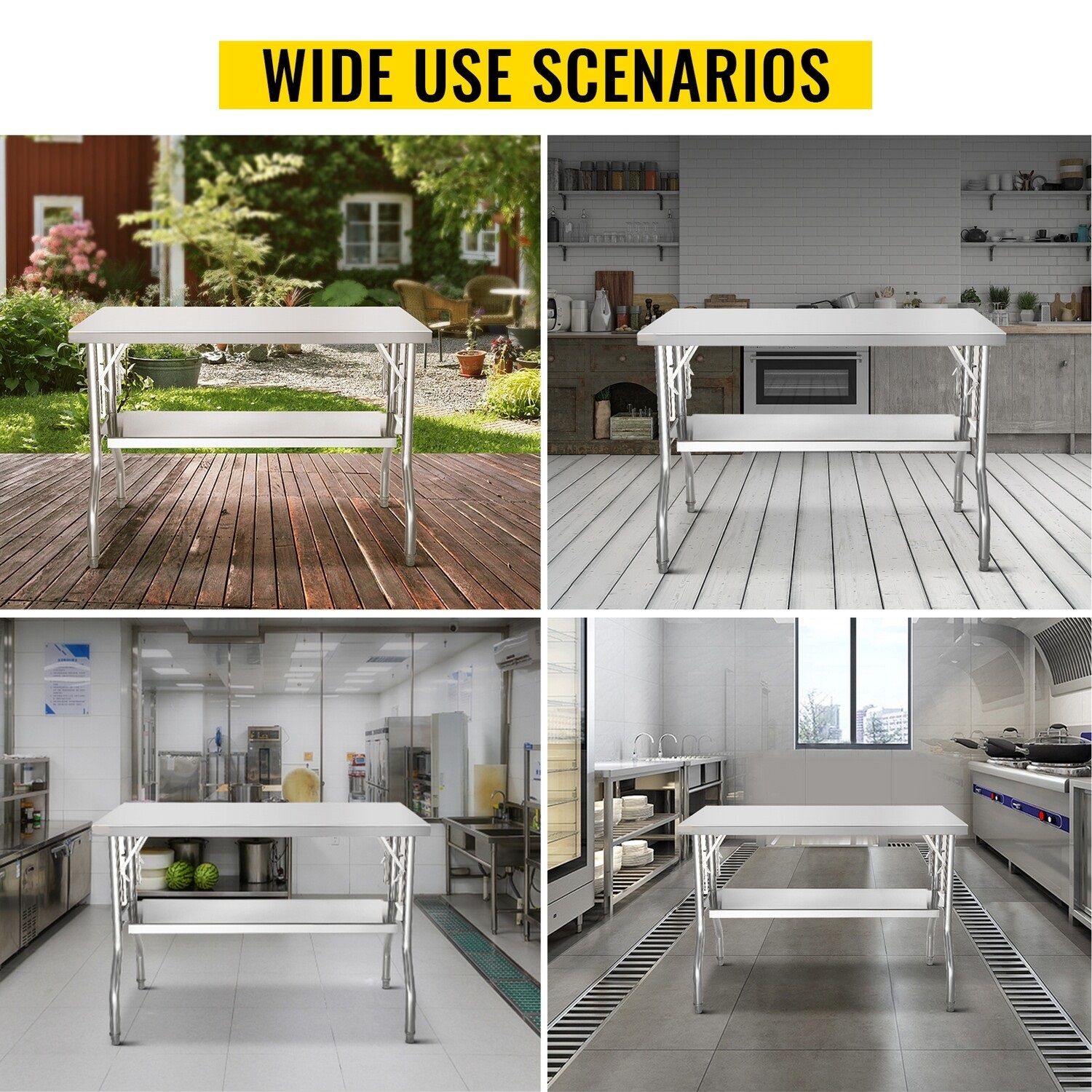 48 x 24-Inch Commercial Folding Worktable - Versatile Workstation Prep Table for Catering, Food Service, and Home Use - Sturdy and Easy to Store