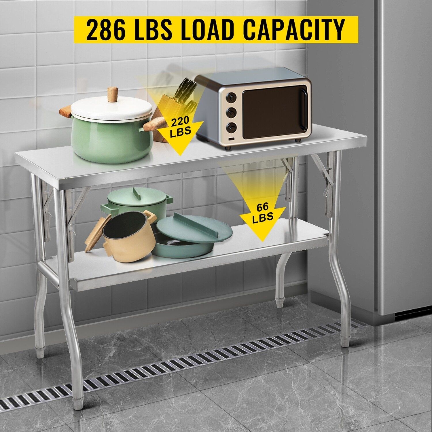 48 x 24-Inch Commercial Folding Worktable - Versatile Workstation Prep Table for Catering, Food Service, and Home Use - Sturdy and Easy to Store