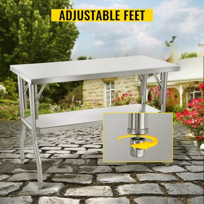 48 x 24-Inch Commercial Folding Worktable - Versatile Workstation Prep Table for Catering, Food Service, and Home Use - Sturdy and Easy to Store